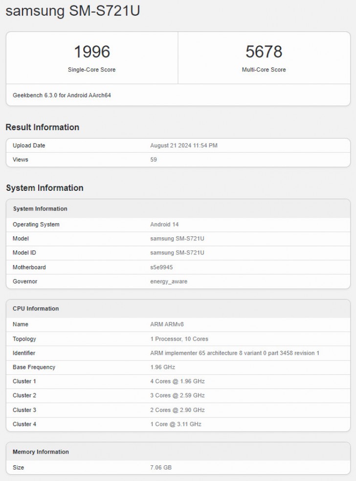 The Samsung Galaxy S24 FE surfaced on Geekbench